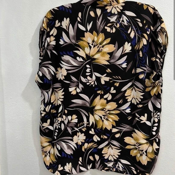 Nine West tie neck black floral blouse top size large - Picture 6 of 8